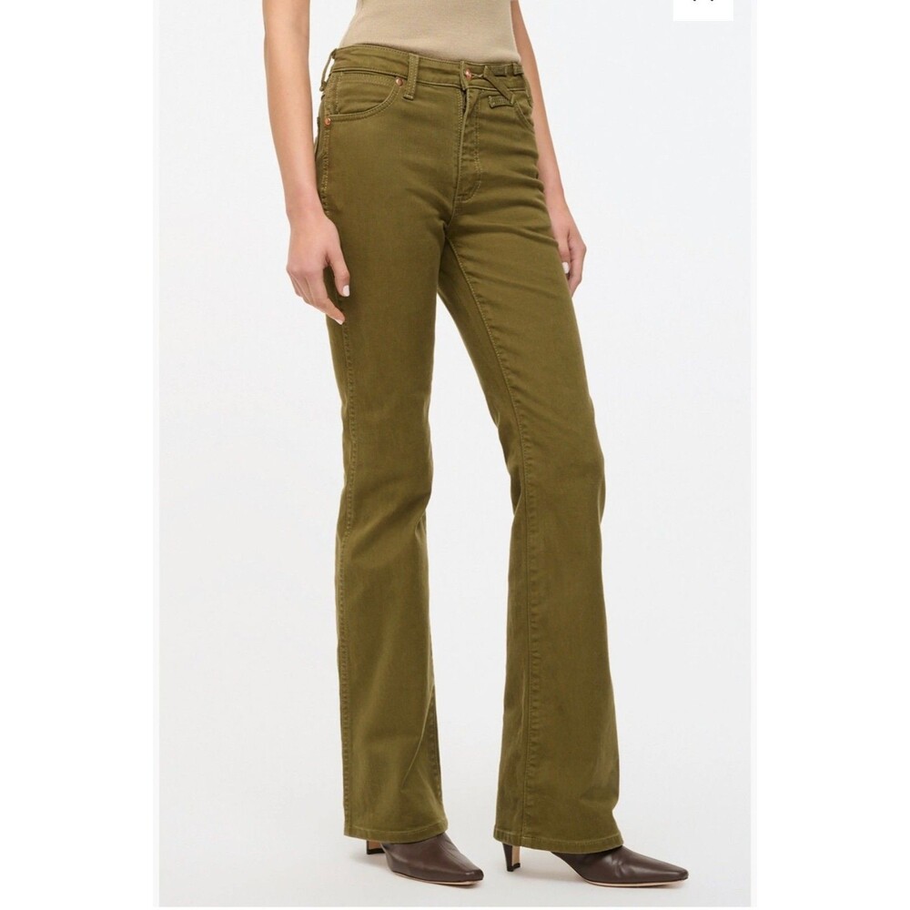 Wrangler x Staud The Must Flare Jeans Olive Green High Rise Western 26x32 NEW